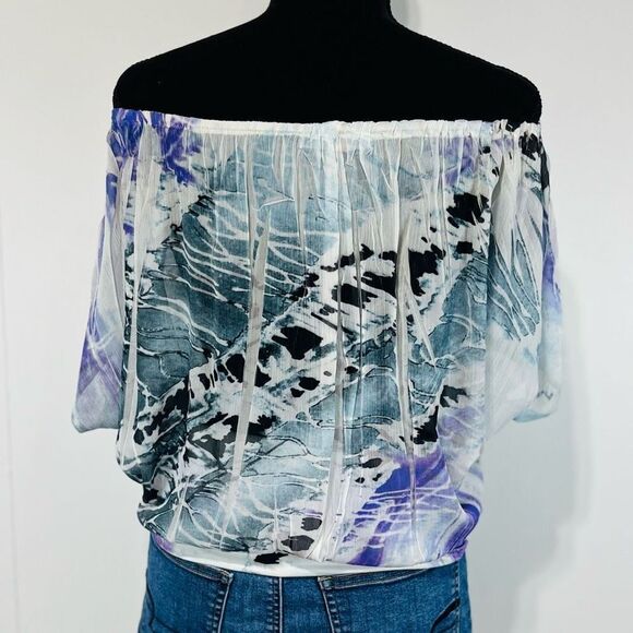 Charlotte Russe Y2K Style Sheer Abstract Dolman Blouse Size Small Purple - Picture 5 of 11